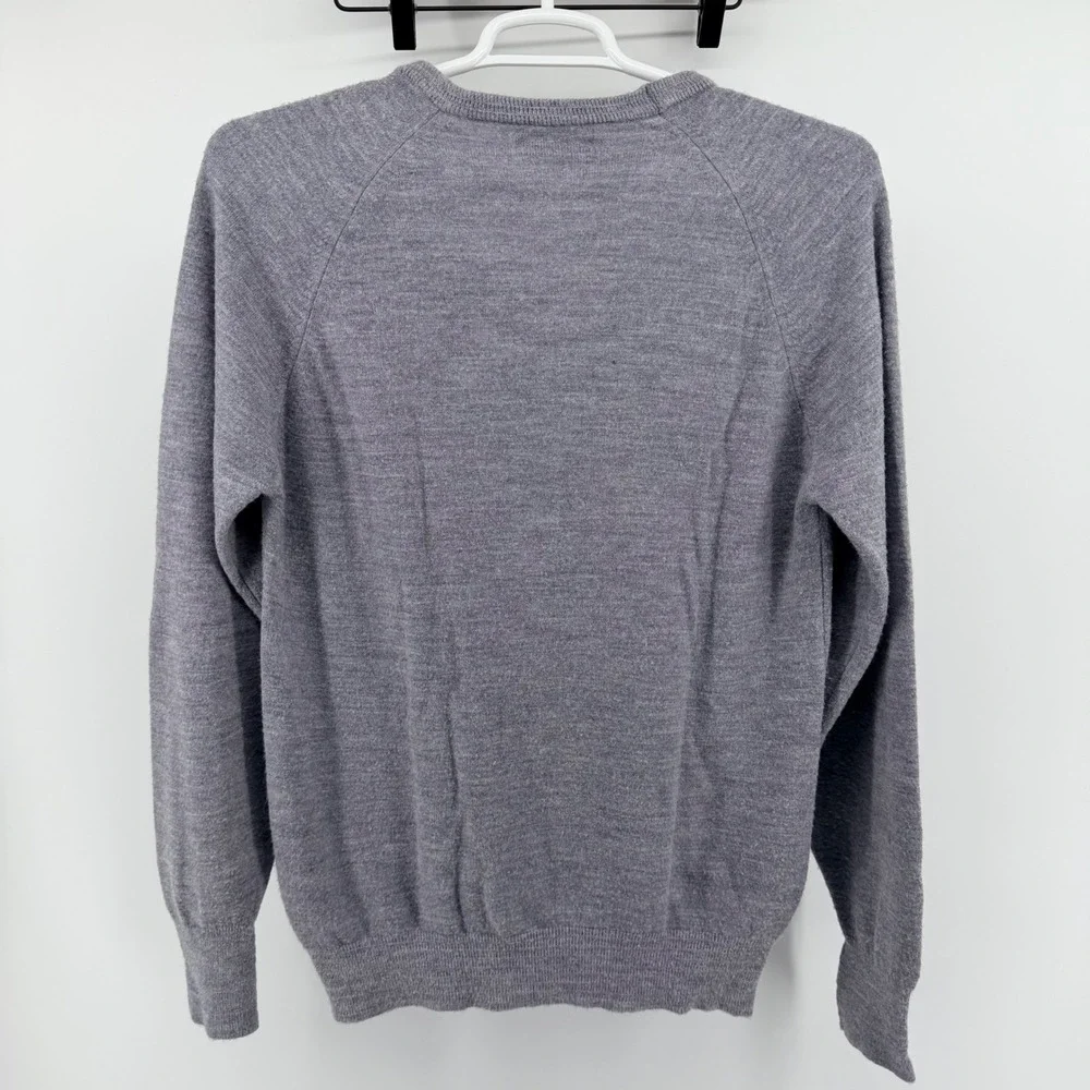 Christian Dior Vintage V-Neck Sweater Orlon Acrylic Knit Logo Gray Large USA 80s